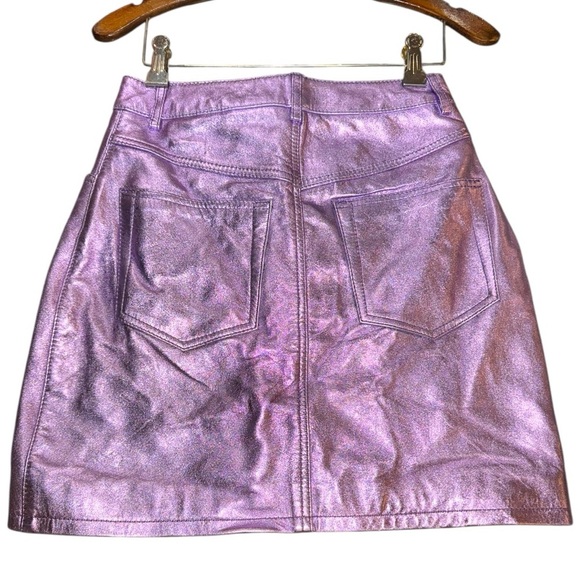 NWT Understated by Free People Purple Lamb Leather Y2K Mini Skirt Size Small - Picture 3 of 8